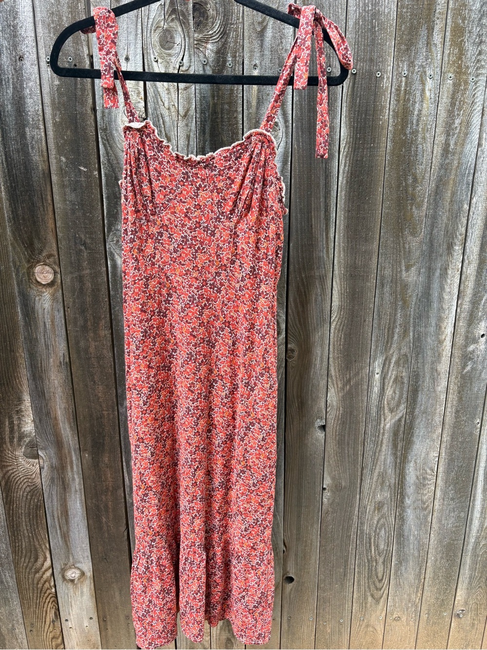 Mimi Chica Coral Floral Tie-Shoulder Maxi Dress